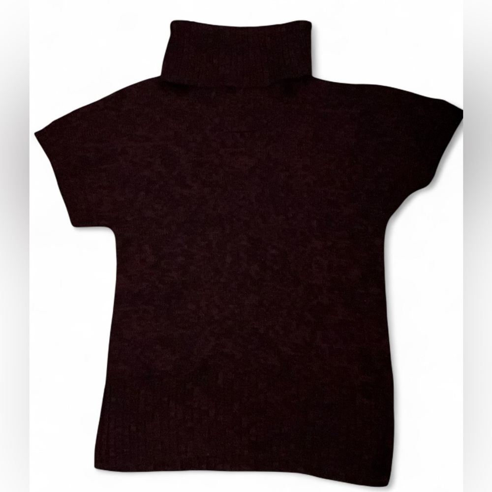 DKNYC Dark Red Turtleneck Sweater Top Women’s Short Sleeve Knit Pullover Women’s